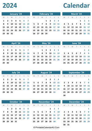 2024 calendar printable portrait layout