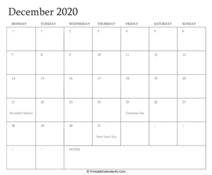december 2020 calendar printable with holidays
