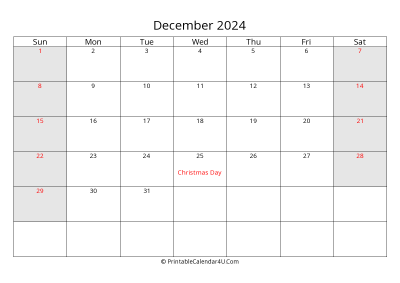 december 2024 calendar with us holidays highlighted landscape layout