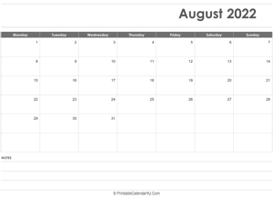 editable august 2022 calendar