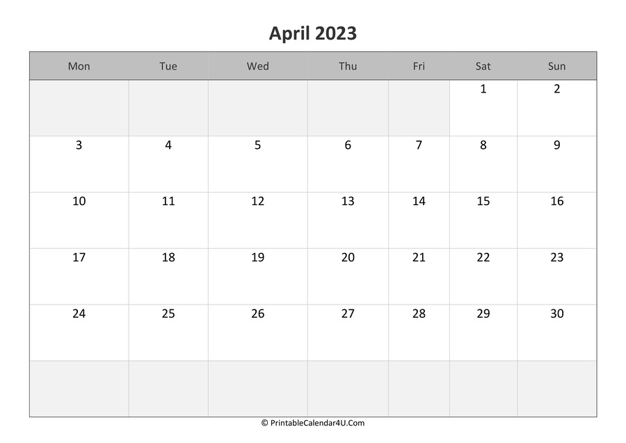 April 2023 Calendar Templates