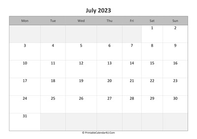editable calendar july 2023