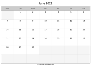 editable calendar june 2021