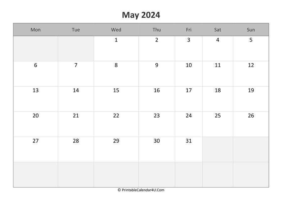 2024 May Calendar Excel Template Word Marni Sharron