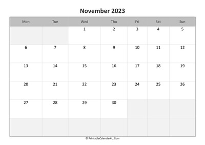 editable calendar november 2023