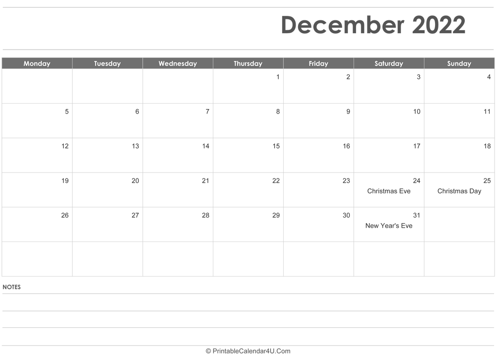 Editable December 2022 Calendar December 2022 Calendar Templates