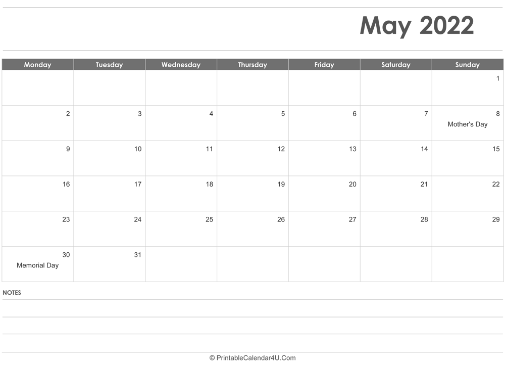 May 2022 Calendar Editable May 2022 Calendar Templates