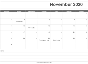 editable november 2020 calendar