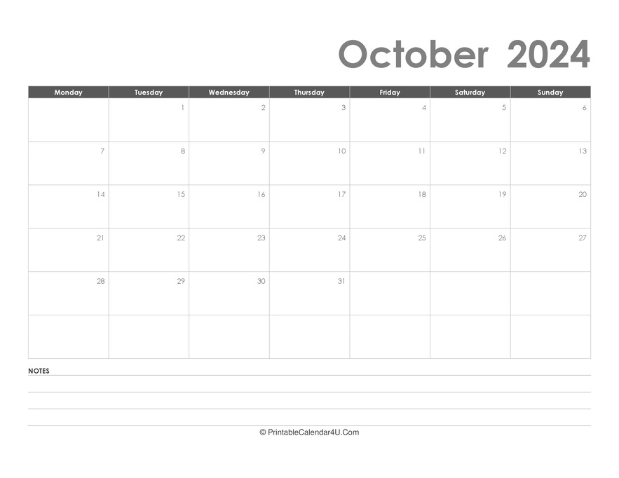 October 2024 Calendar Templates