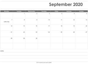 editable september 2020 calendar