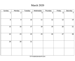 fillable 2020 calendar march