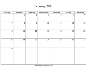 fillable 2021 calendar february