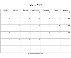 fillable 2022 calendar march