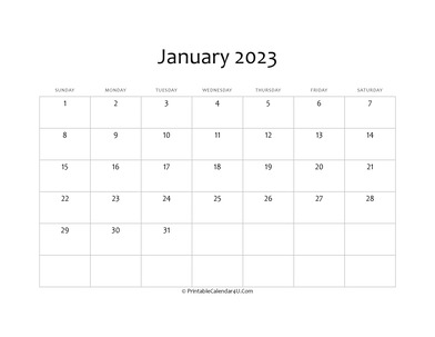 fillable 2023 calendar january