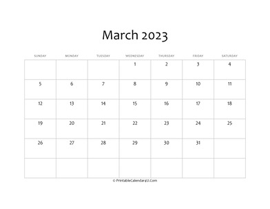 fillable 2023 calendar march