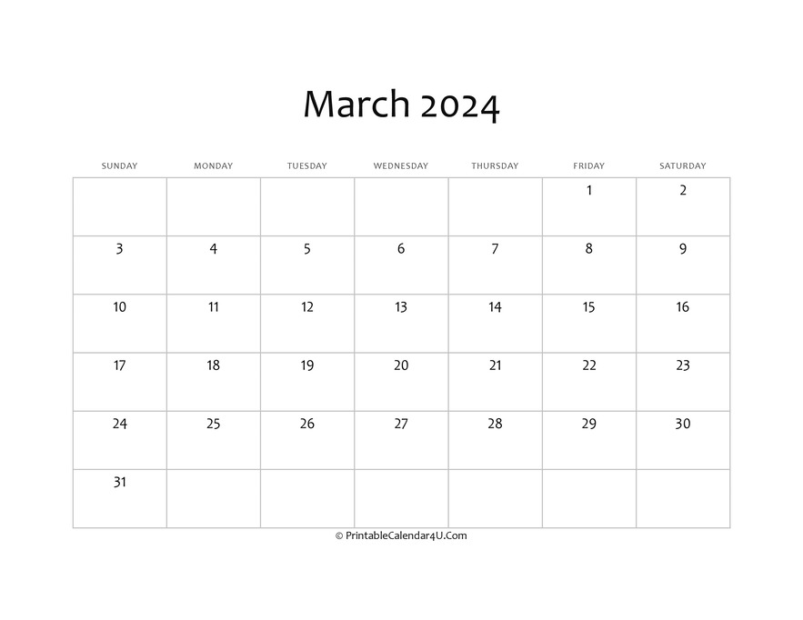 2024 March Calendar Template Fillable Calendar Suzie Etheline