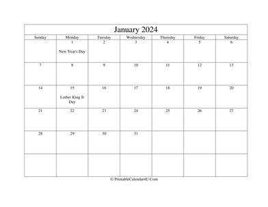 january 2024 editable calendar with holidays