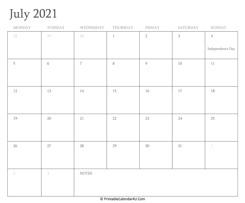 july 2021 calendar printable with holidays
