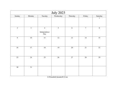 july 2023 editable calendar with holidays