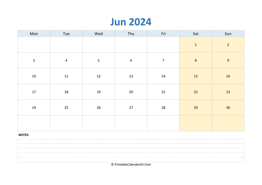 June 2024 Calendar Templates