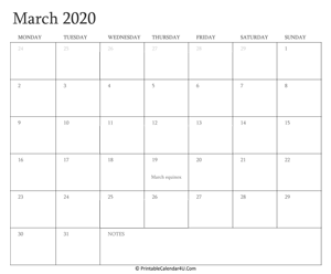march 2020 calendar printable with holidays
