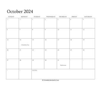 october 2024 calendar printable with holidays
