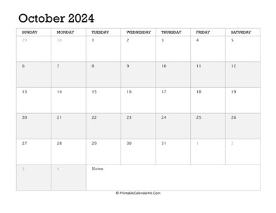 october 2024 calendar printable week starts on sunday