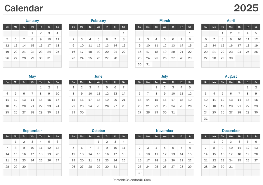 Free Vacation Calendar 2025 