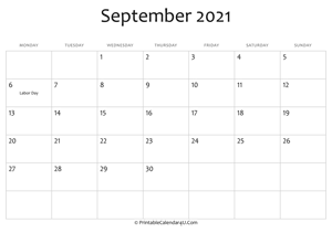 september 2021 editable calendar with holidays