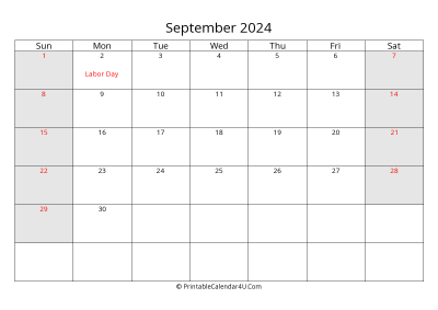 september 2024 calendar with us holidays highlighted landscape layout