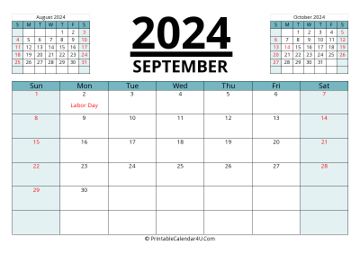 2024 calendar september with previous and next month
