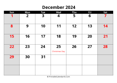 december 2024 editable calendar with large font size