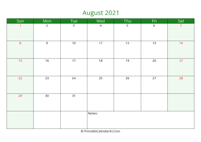 editable calendar august 2021 with us holidays