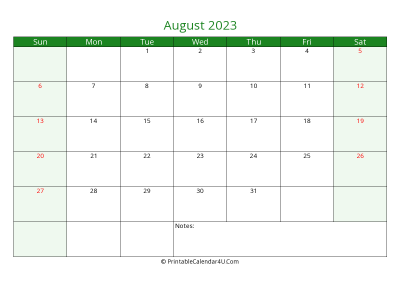 editable calendar august 2023 with us holidays