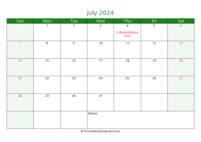 editable calendar july 2024 with us holidays
