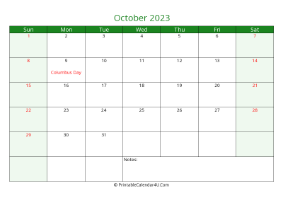 editable calendar october 2023 with us holidays