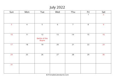 july 2022 calendar printable with uk bank holidays