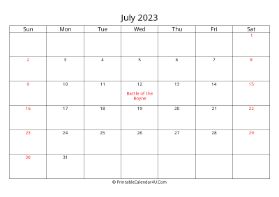 july 2023 calendar printable with uk bank holidays