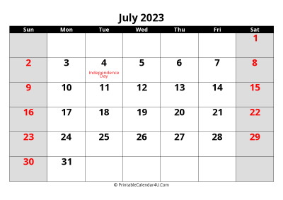 july 2023 editable calendar with large font size