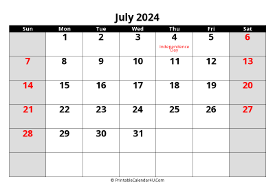 july 2024 editable calendar with large font size
