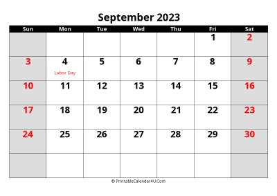 september 2023 editable calendar with large font size