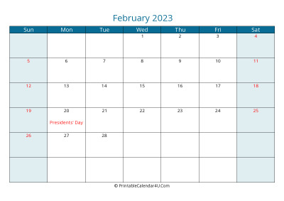 calendar february 2023 week starts on sunday