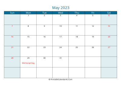 calendar may 2023 week starts on sunday