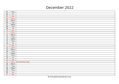editable 2022 calendar for december, week starts on sunday