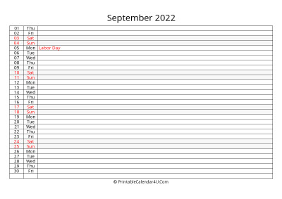editable 2022 calendar for september, week starts on sunday