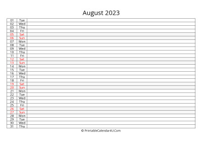 editable 2023 calendar for august, week starts on sunday