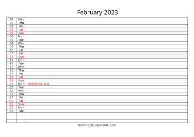 editable 2023 calendar for february, week starts on monday